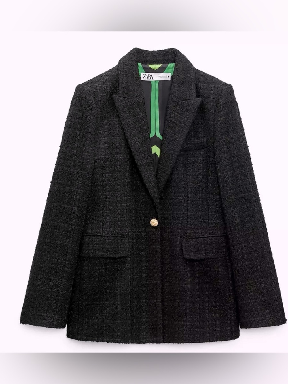 ZARA Black Tweed Blazer with Gold Button⚫️